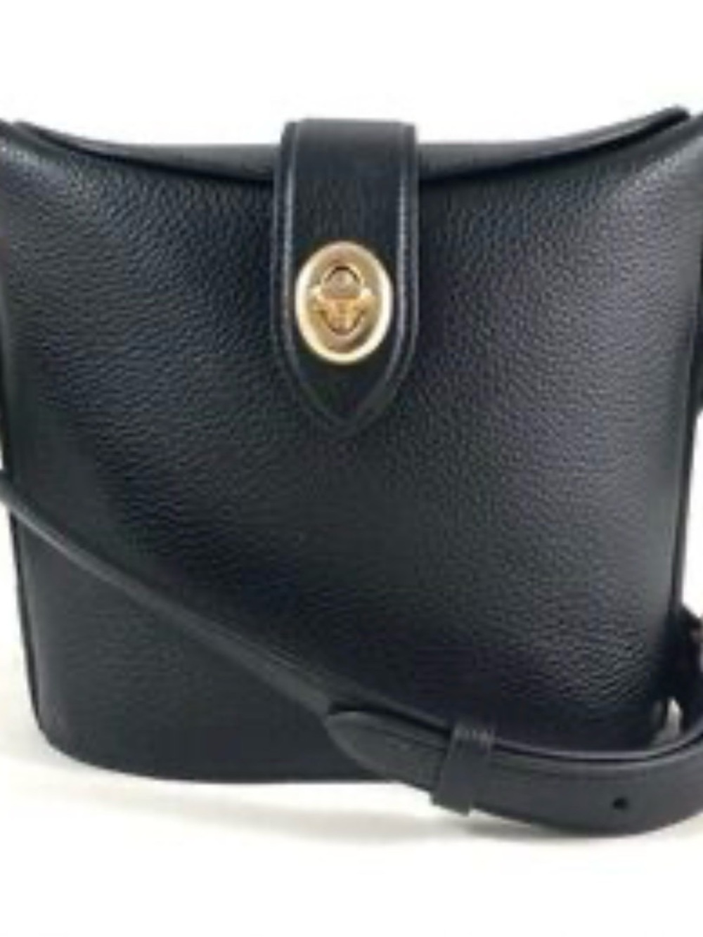 Coach Addie Black Pebbled Leather Crossbody with Gold Turnlock